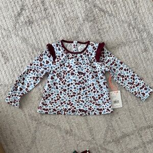 Stylish Kids' Long Sleeve Top with Burgundy and Blue Pattern